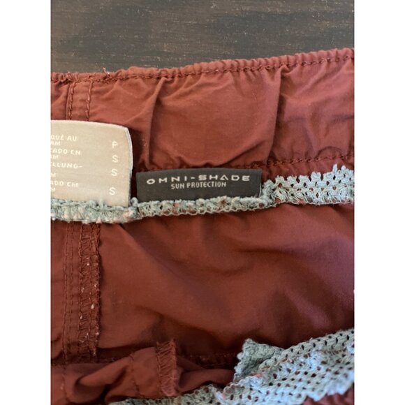Columbia Mens Small Omni-Shade Maroon Cargo Shorts Drawstring Elastic Waist - Picture 4 of 6